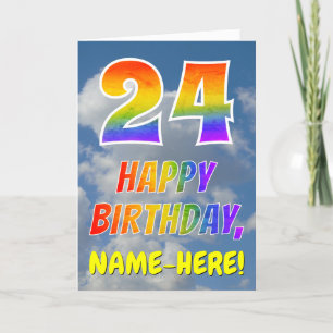 Rainbow Look "24" & "HAPPY BIRTHDAY", Clouds, Sky Card