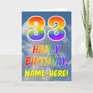 Rainbow Look "33" & "HAPPY BIRTHDAY", Clouds, Sky Card