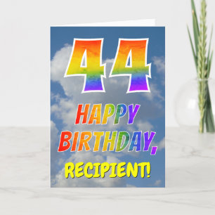 Rainbow Look "44" & "HAPPY BIRTHDAY", Clouds, Sky Card
