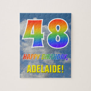 Rainbow Look "48" & "HAPPY BIRTHDAY", Cloudy Sky Jigsaw Puzzle