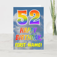 Rainbow Look "52" & "HAPPY BIRTHDAY", Clouds, Sky