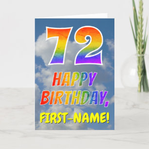 Rainbow Look "72" & "HAPPY BIRTHDAY", Clouds, Sky Card
