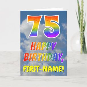 Rainbow Look "75" & "HAPPY BIRTHDAY", Clouds, Sky Card