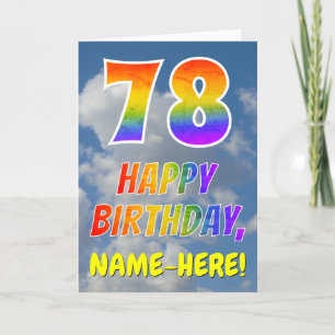 Rainbow Look "78" & "HAPPY BIRTHDAY", Clouds, Sky Card