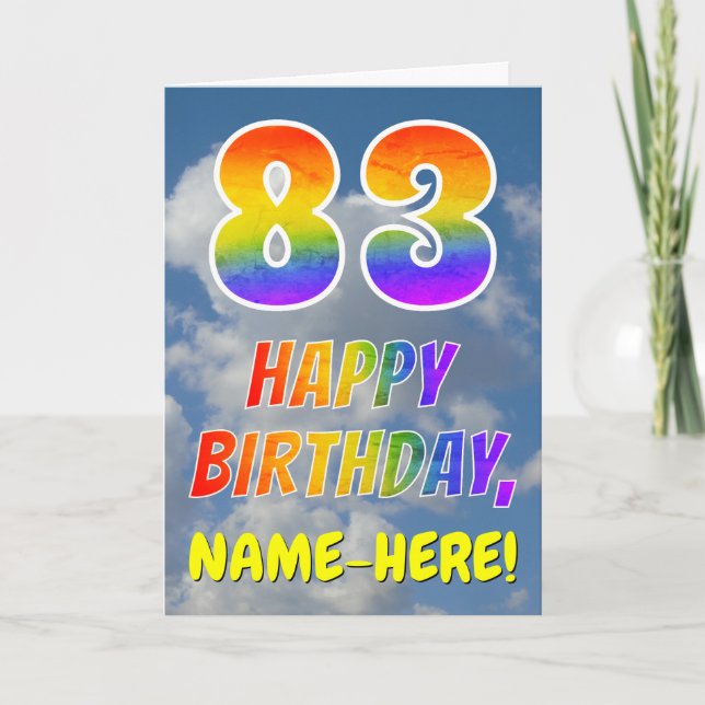 Rainbow Look "83" & "HAPPY BIRTHDAY", Clouds, Sky Card (Front)