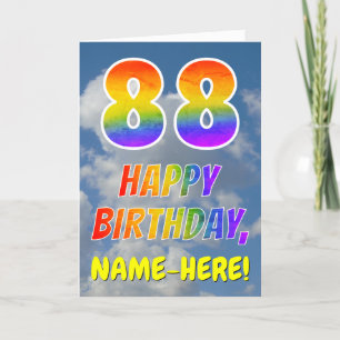 Rainbow Look "88" & "HAPPY BIRTHDAY", Clouds, Sky Card