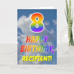 Rainbow Look "8" & "HAPPY BIRTHDAY", Clouds, Sky Card