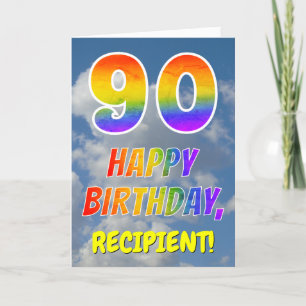 Rainbow Look "90" & "HAPPY BIRTHDAY", Clouds, Sky Card