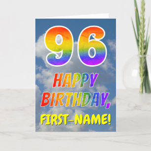 Rainbow Look "96" & "HAPPY BIRTHDAY", Clouds, Sky Card