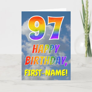 Rainbow Look "97" & "HAPPY BIRTHDAY", Clouds, Sky Card