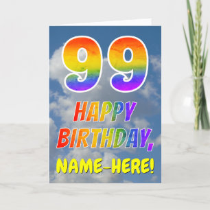 Rainbow Look "99" & "HAPPY BIRTHDAY", Clouds, Sky Card