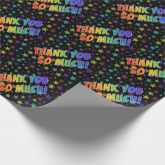 Rainbow Look "THANK YOU SO MUCH!", Stars Pattern Wrapping Paper (Corner)