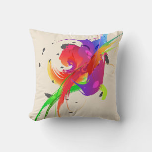Rainbow Lorikeet Abstract  Paint Splatters Cushion