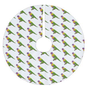 Rainbow lorikeet bird cartoon illustration  brushed polyester tree skirt