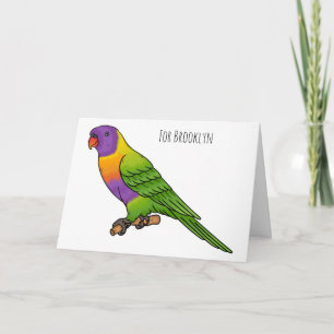 Rainbow lorikeet bird cartoon illustration card