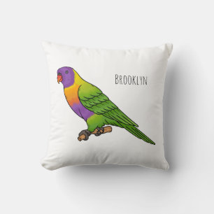 Rainbow lorikeet bird cartoon illustration cushion