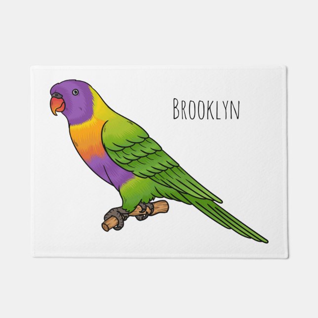 Rainbow lorikeet bird cartoon illustration  doormat (Front)