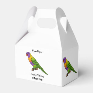 Rainbow lorikeet bird cartoon illustration favour box