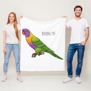 Rainbow lorikeet bird cartoon illustration fleece blanket