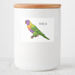 Rainbow lorikeet bird cartoon illustration  food label
