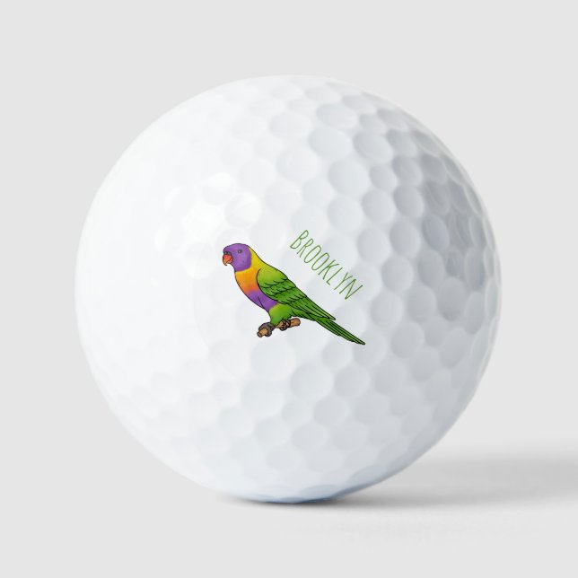 Rainbow lorikeet bird cartoon illustration  golf balls (Front)