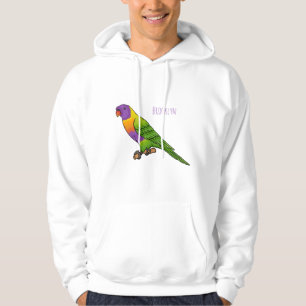 Rainbow lorikeet bird cartoon illustration hoodie