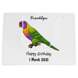Rainbow lorikeet bird cartoon illustration large gift bag