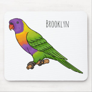Rainbow lorikeet bird cartoon illustration  mouse mat