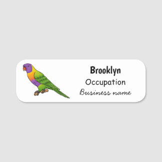 Rainbow lorikeet bird cartoon illustration name tag
