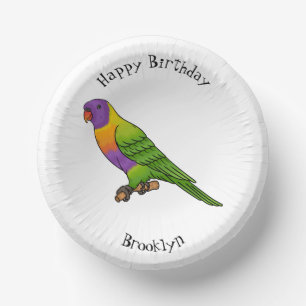 Rainbow lorikeet bird cartoon illustration paper plate