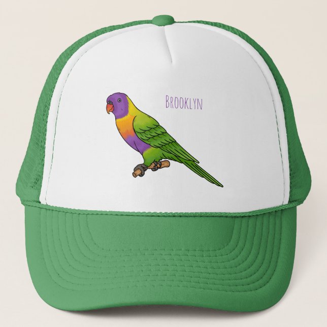 Rainbow lorikeet bird cartoon illustration  trucker hat (Front)