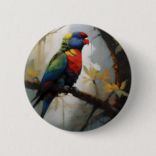Rainbow Lorikeet Oil Paint,  6 Cm Round Badge