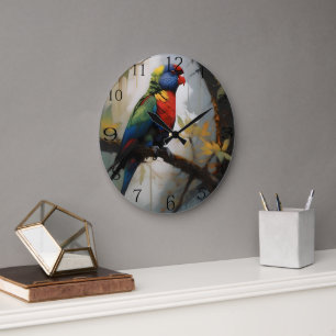 Rainbow Lorikeet Oil Paint, Large Clock