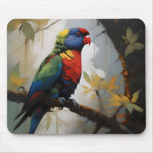 Rainbow Lorikeet Oil Paint, Mouse Mat