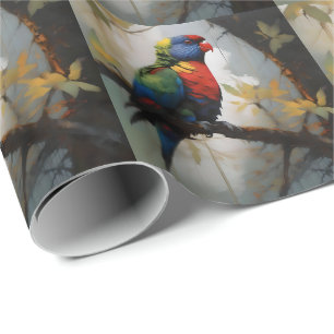 Rainbow Lorikeet Oil Paint, Pair of Cufflinks Wrapping Paper
