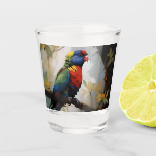 Rainbow Lorikeet Oil Paint, Shot Glass