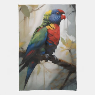 Rainbow Lorikeet Oil Paint, Tea Towel