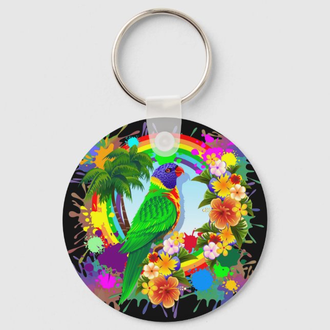 Rainbow Lorikeet Parrot Keychain (Front)