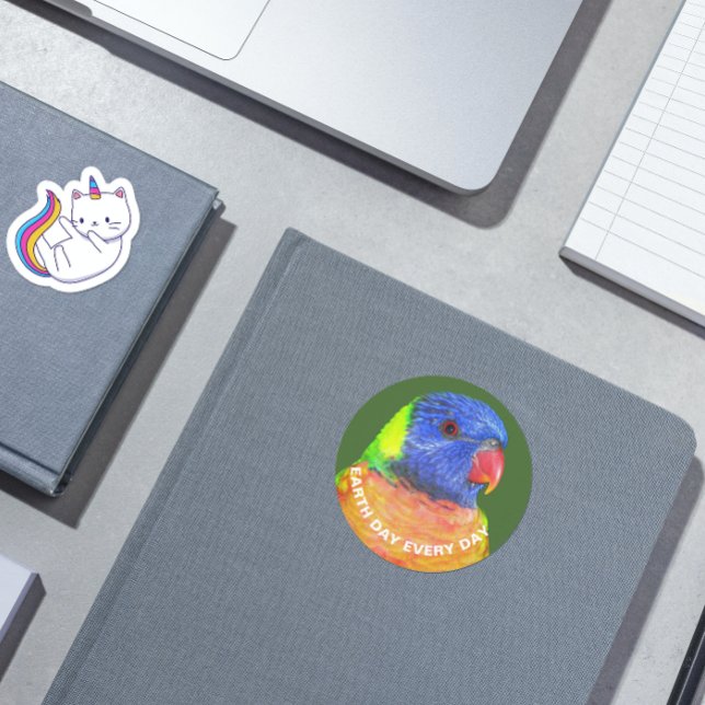 Rainbow Lorikeet Parrot Photo Earth Day Classic Round Sticker (In Situ Book)