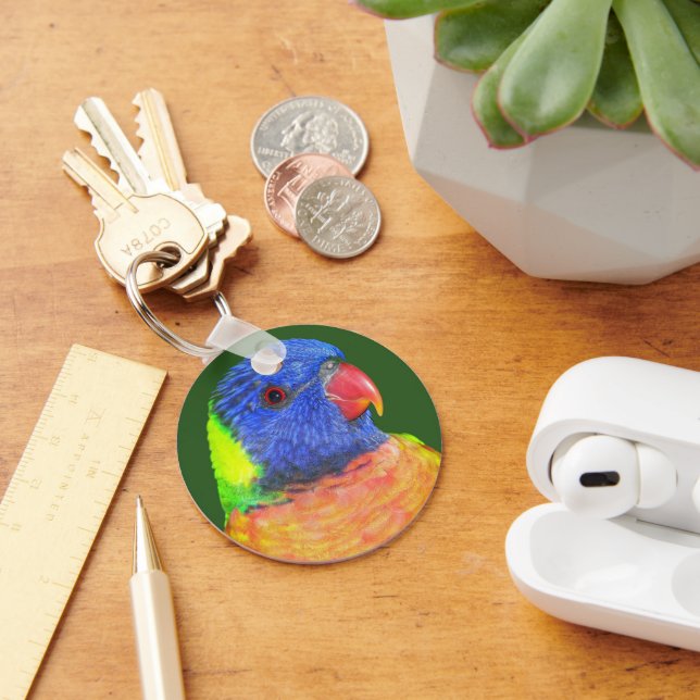 Rainbow Lorikeet Parrot Photo Key Ring (Desk)