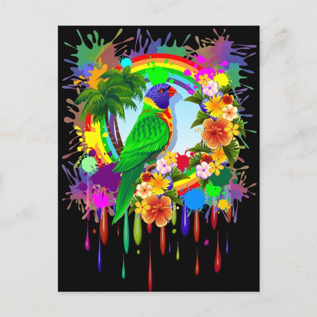 Rainbow Lorikeet Parrot Postcards (Front)