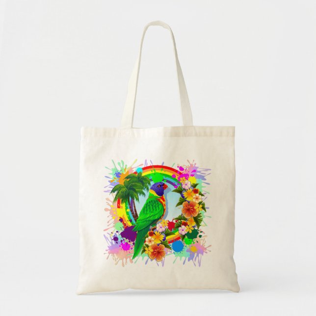 Rainbow Lorikeet Parrot Tote_Bags Tote Bag (Front)