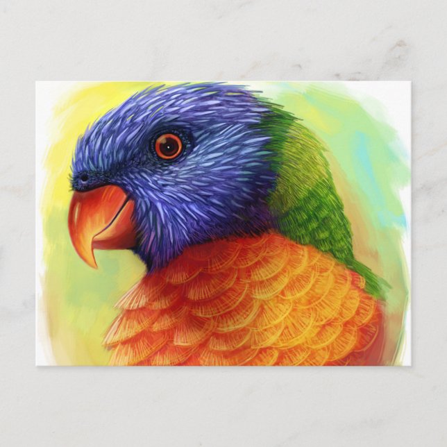 Rainbow lorikeet realistic painting postcard (Front)