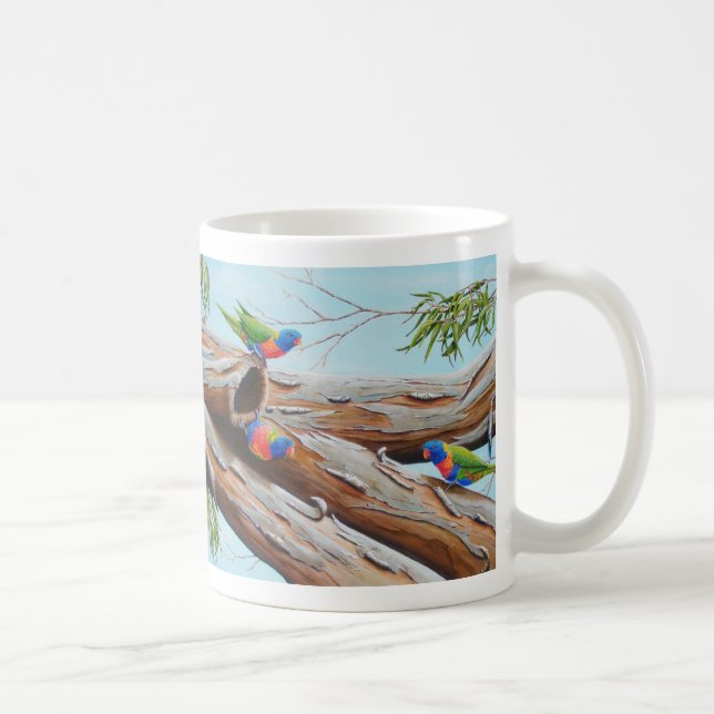 Rainbow Lorikeets Australian Painting Bird Coffee Mug (Right)