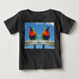 Rainbow lorikeets two perched on a branch baby T-Shirt
