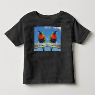 Rainbow lorikeets two perched on a branch toddler T-Shirt