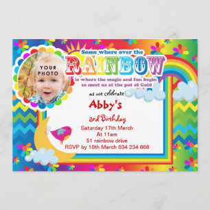 Rainbow lotsa colours birthday invitation