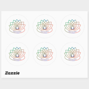Rainbow Lotus Flower   Classic Round Sticker