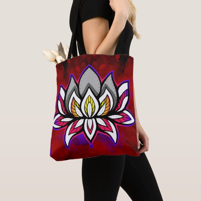 Rainbow Lotus Tote Bag (Close Up)