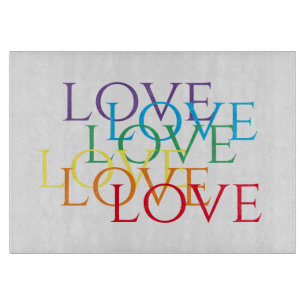 RAINBOW LOVE 11"X8" Glass Cutting Board